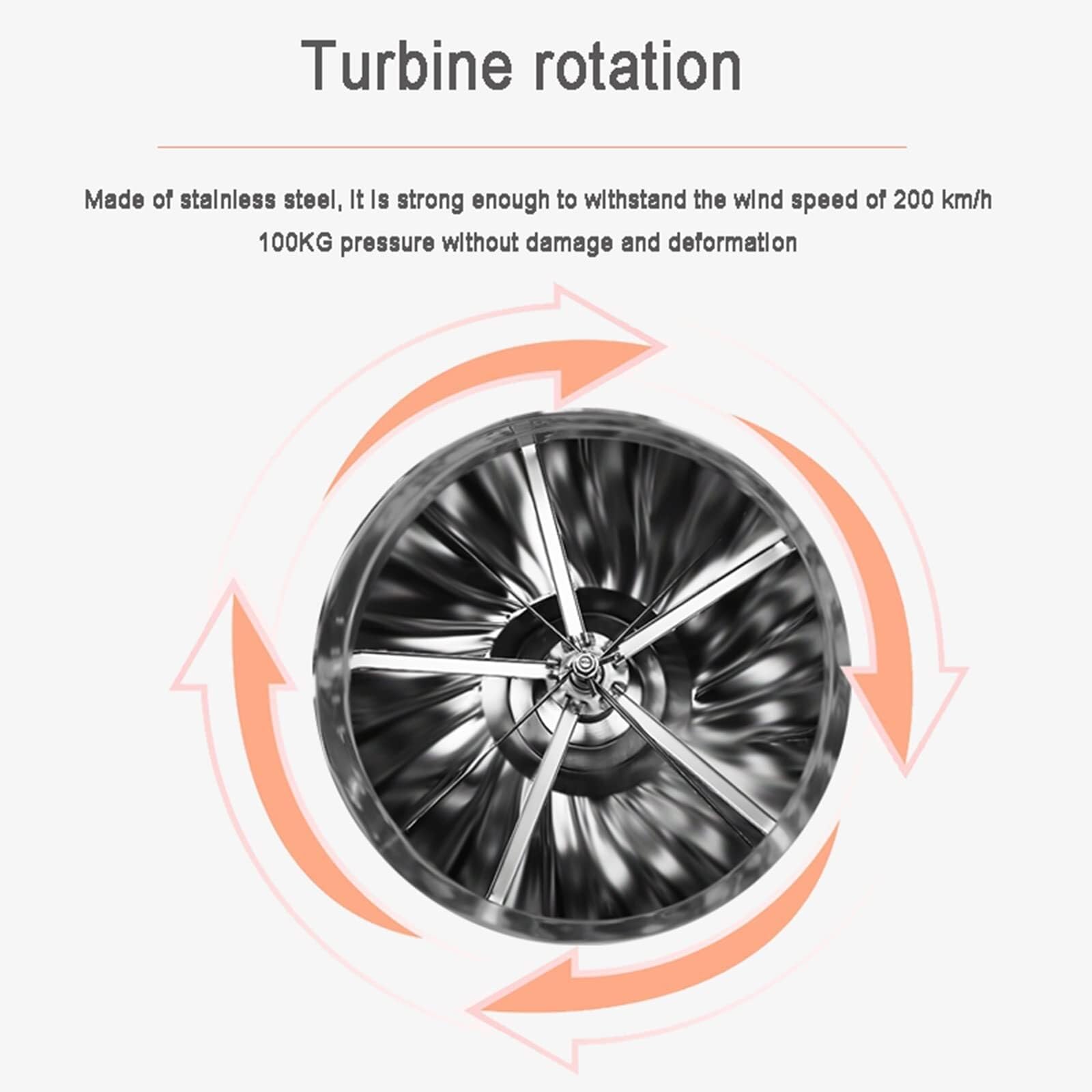 Sombrerete Giratorio para Chimenea, Ventilador de turbina rotativa, sombrerete Giratorio de Acero para Chimenea (300 mm)