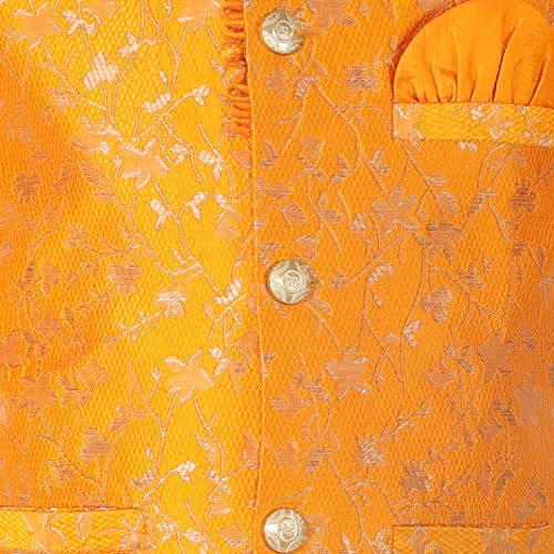 Image of Pro-Ethic Style Developer Kurta Pajama For Kids Boys With Waistcoat | Silk | Floral | Traditional Dress (S-201)