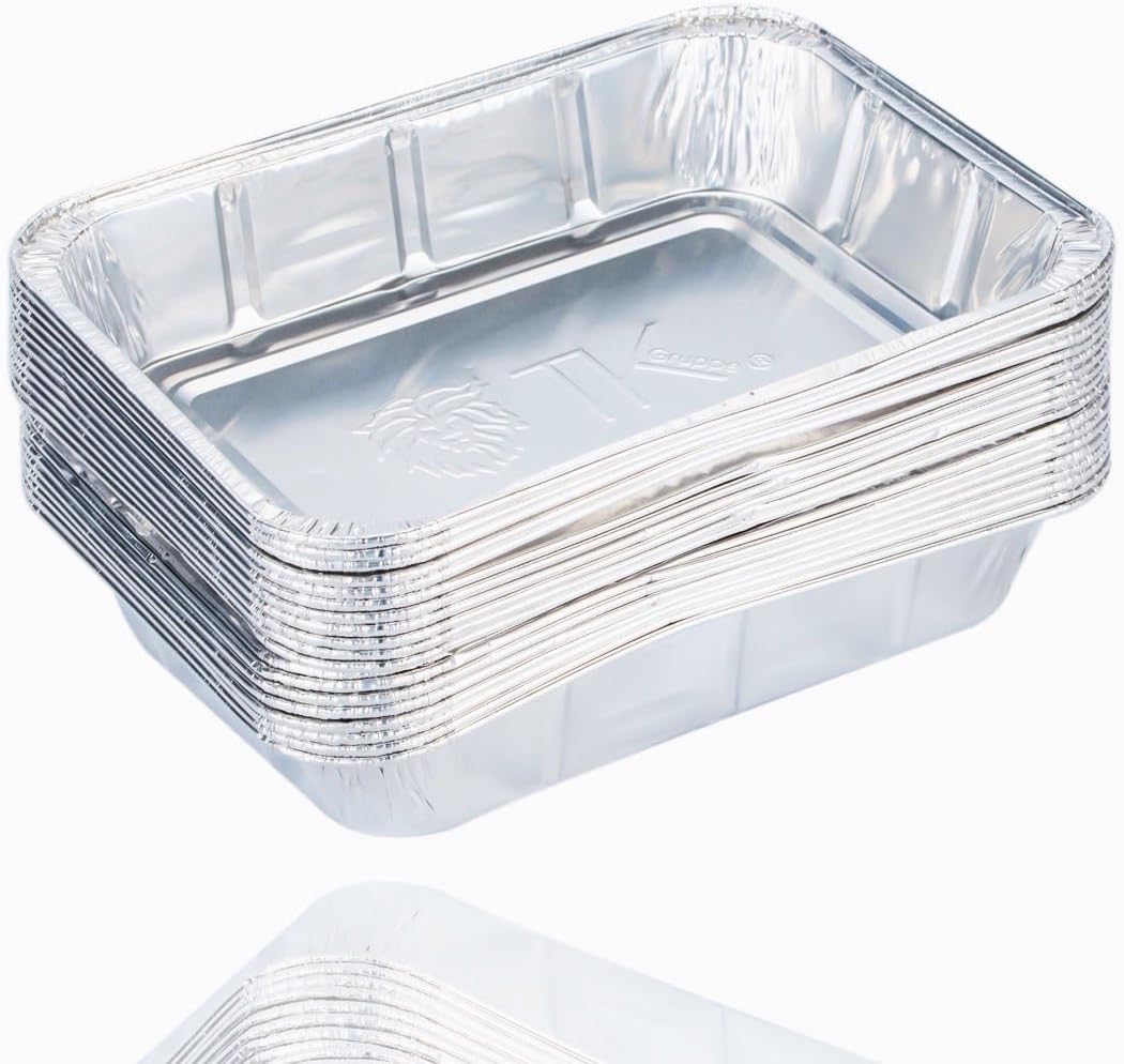 TK Gruppe Timo Klingler 20er Tropfschale - Einwegschale aus Aluminium zum Grillen - Aluschale ca. 14x19 cm Grillschale - Fettauffangschale Gasgrill