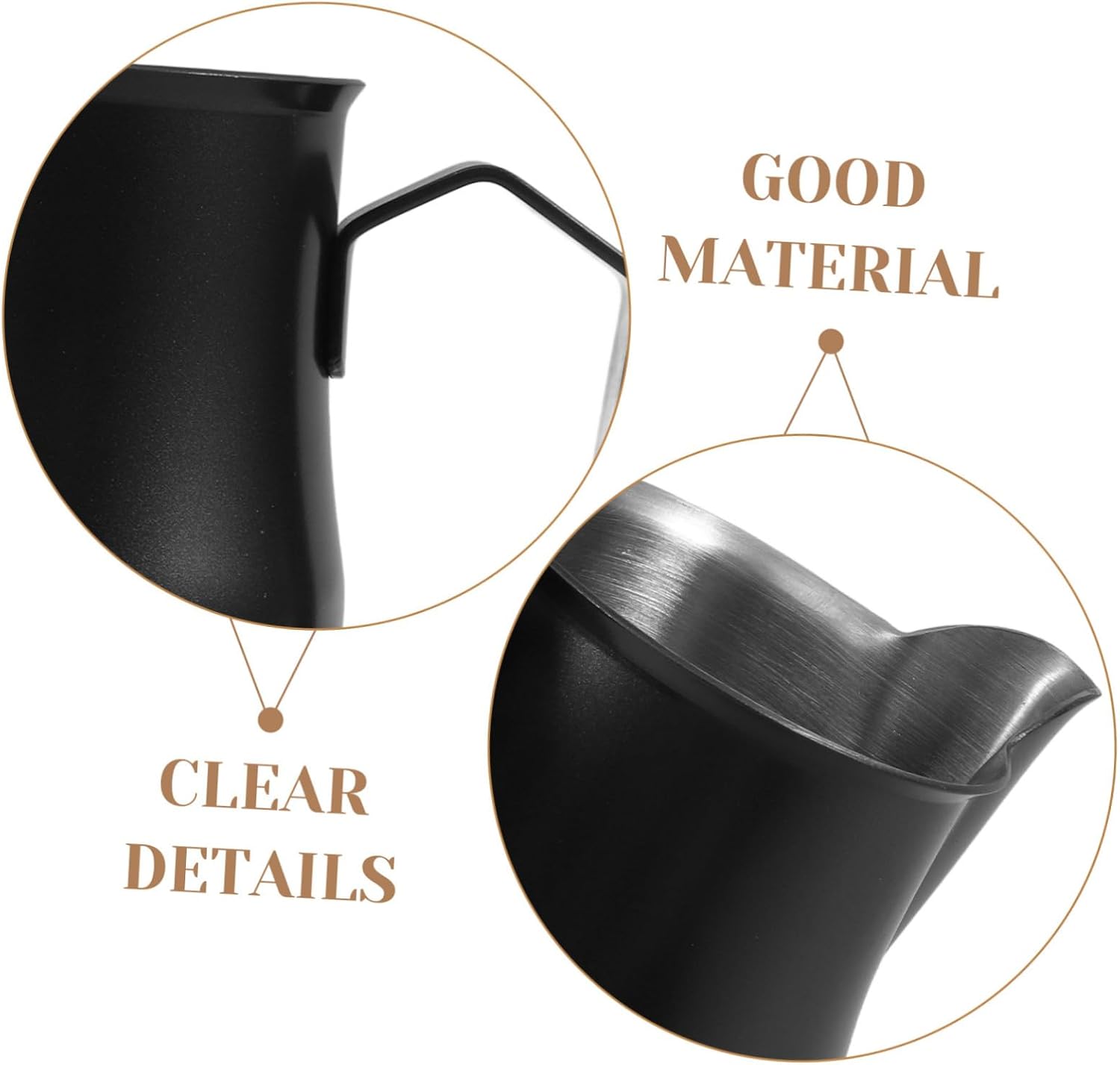 Thickened Stainless Steel Milk Frothing Pitcher with Precision Spout for Latte Art Portable Espresso Steaming Cup for Coffee Bar and Home Use Metal Milk Frother Jug in Black