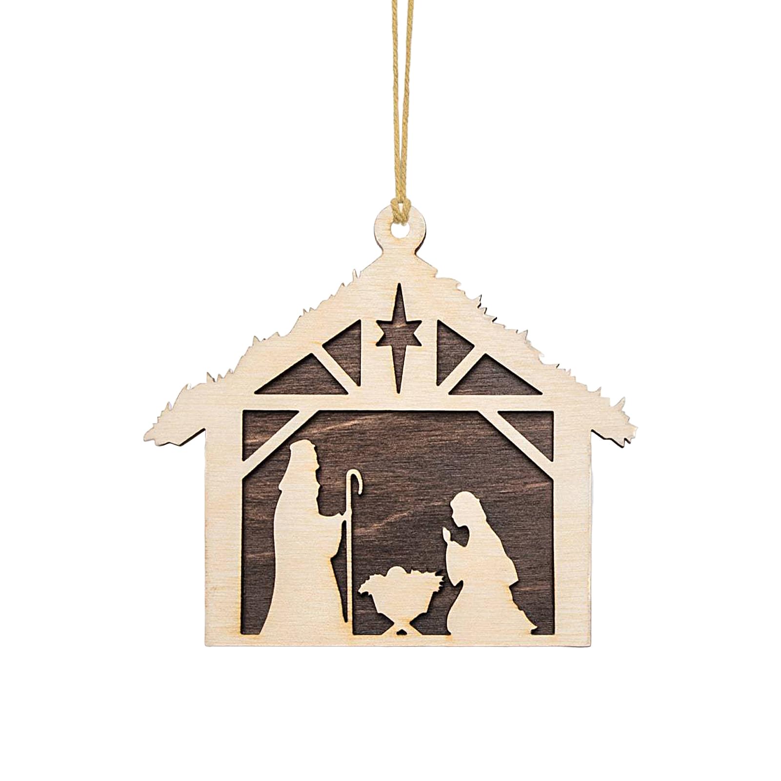 Amazon.co.jp: クリスマスツリーのキリスト降誕の飾り, 2D 木製