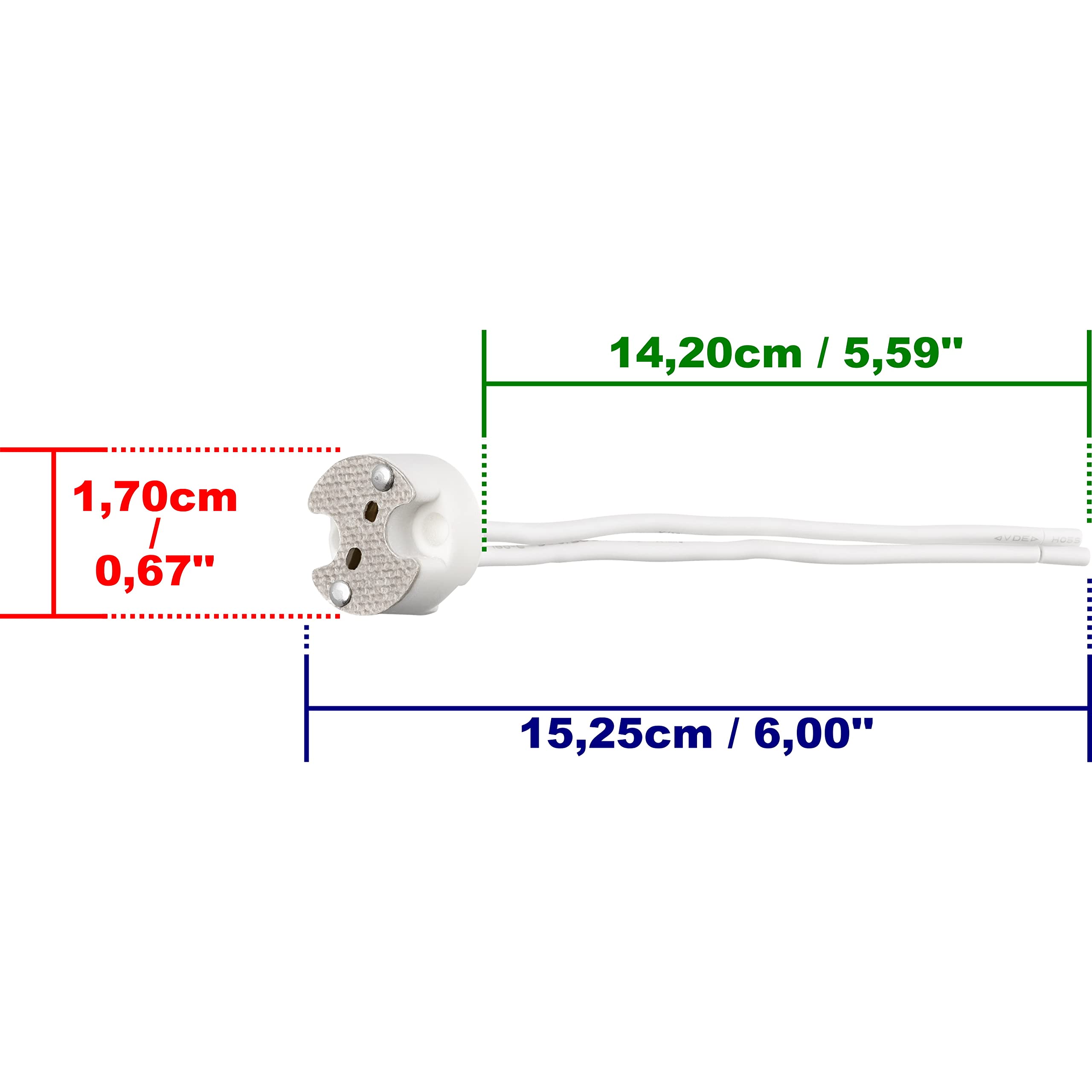 ISOLATECH 2pcs casquillo universal de cerámica para MR16 y GU5.3 base LED lámparas de ahorro de energía (max.250V/2A) bombillas hogar iluminación empotrado techo cocina baño resistente al calor