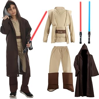 Aitsite Je-d Kost m Kinder Robe Kinder mit Kapuze Skywalker Kost m Blau Rot Lightsaber Hoodies Robe Karneval Halloween Cosplay kost m f r Erwachsene Jungen