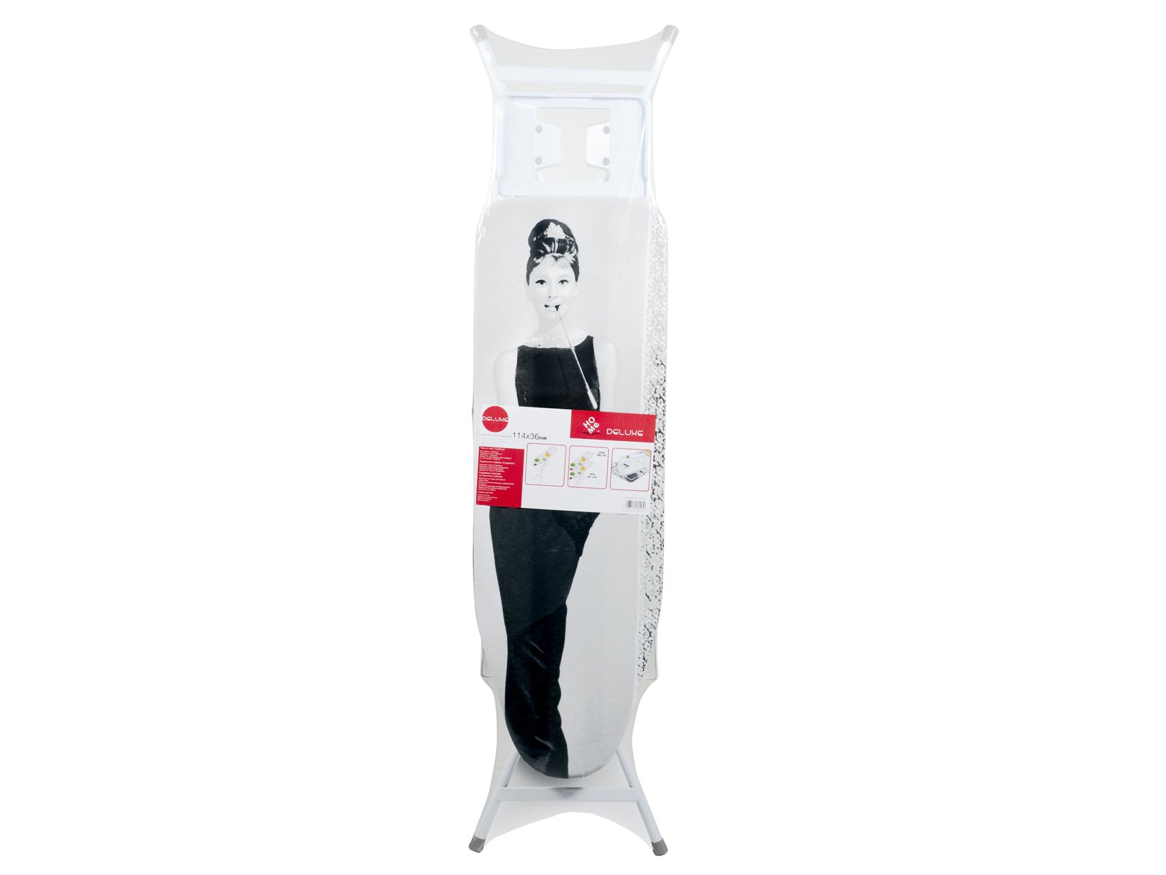 Home Deluxe Table à Repasser, métal, Coton, Blanc/Multicolore, 114 x 36 cm