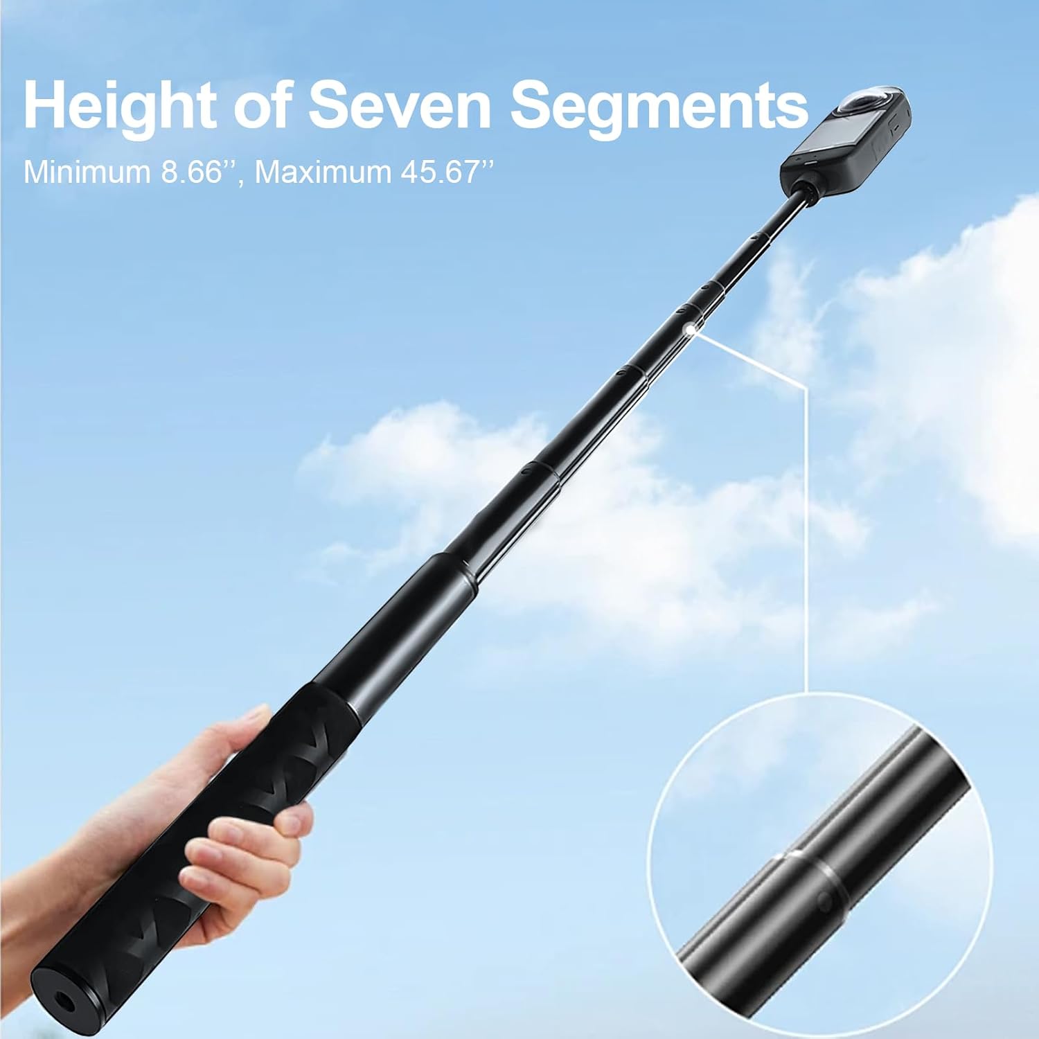 Motorcycle Handlebar Mount Kit with 47.28" Invisible Selfie Stick & Heavy Duty Double Clamps | POV Riding Mount for Insta360 X4 X3 X2 GO3/2, Action Cameras, Bike Mount System