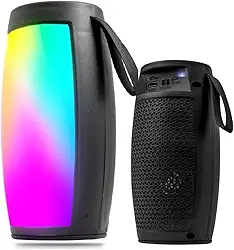 Caixinha de Som Bluetooth Portátil 10W – Potente, com Luz LED RGB, USB, Cartão Micro SD e Rádio FM