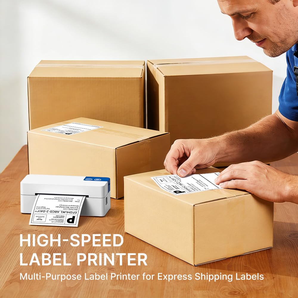 Stampante termica Bluetooth per etichette di spedizione, stampante termica diretta portatile 4x6, compatibile con iPhone, Android, Windows e Mac, ampiamente utilizzata per USPS UPS Amazon
