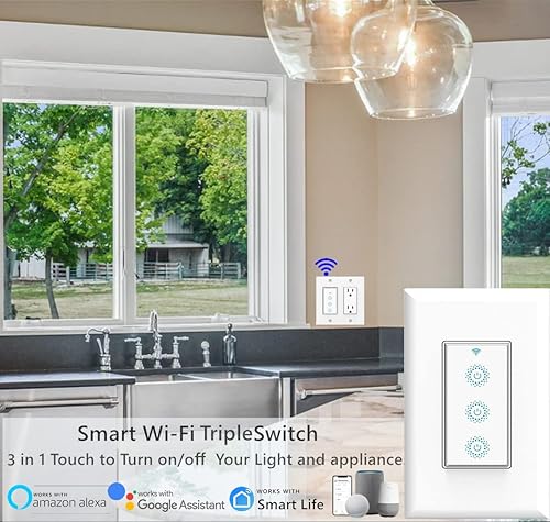 Vista 13 de Nexete Smart Wi-Fi interruptor de pared compatible con Alexa Google Assistant e IFTTT, control remoto, función de sincronización no requiere puerto.