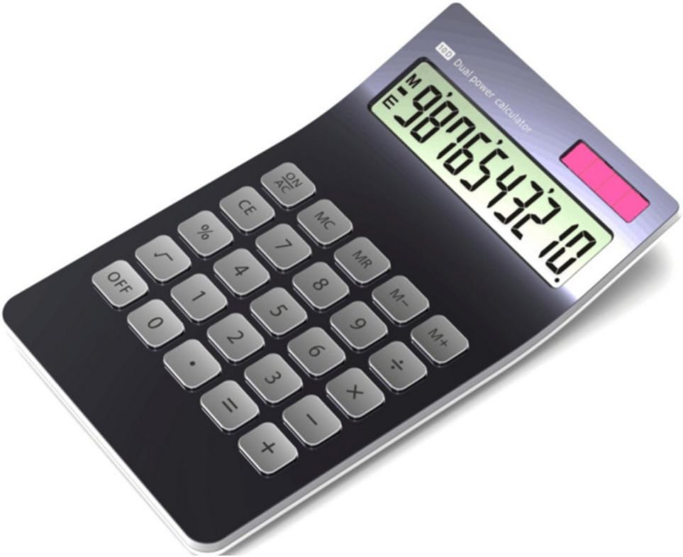 Calculator, 10-Digit Electronic Desktop Calculator, Slim Elegant Design, Office/Home Electronics, Dual Powered Desktop Calculator, Tilted LCD Display, Inclined Design, Black