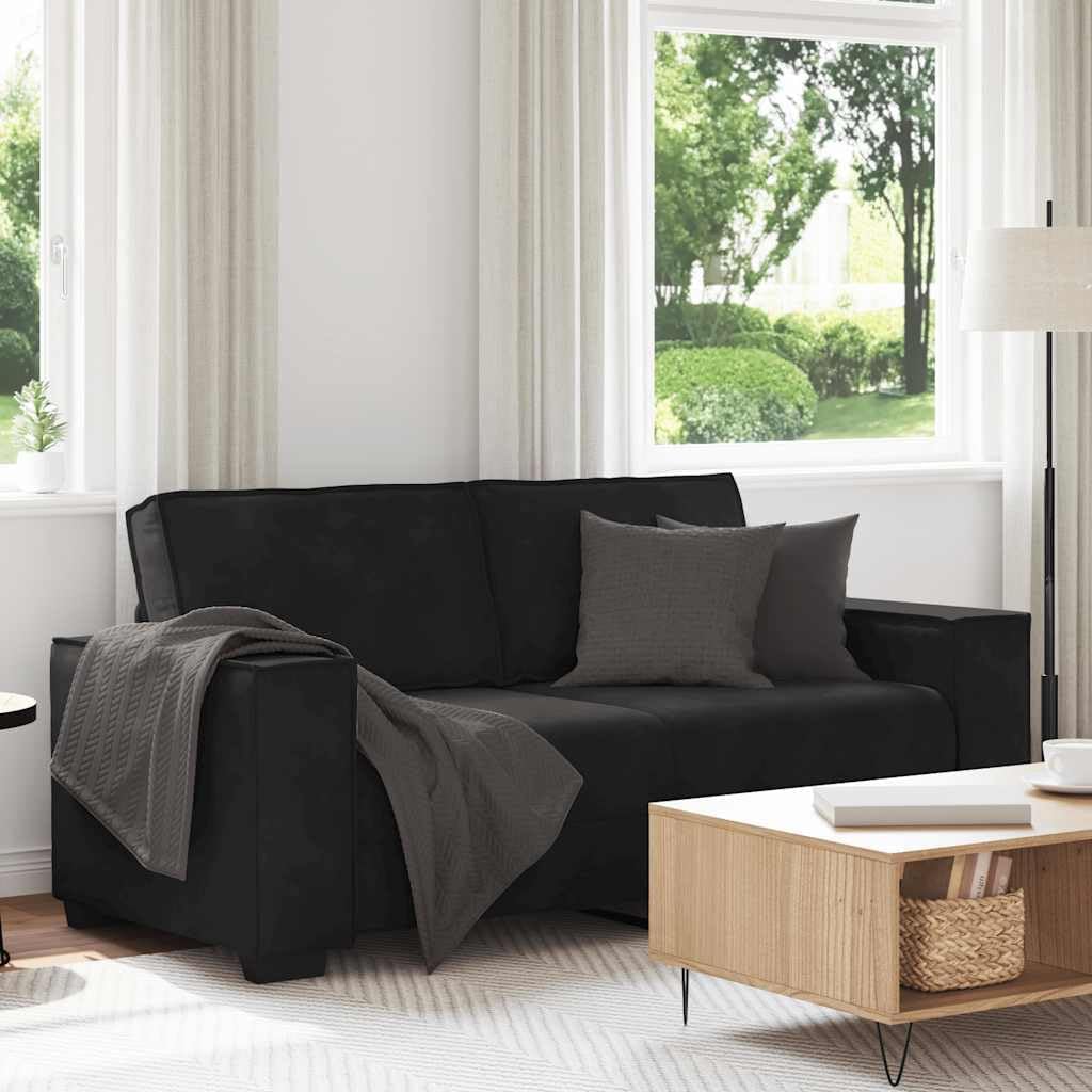 vidaXL 2-Seater Sofa Black Velvet, Metal, Plywood, Solid Wood