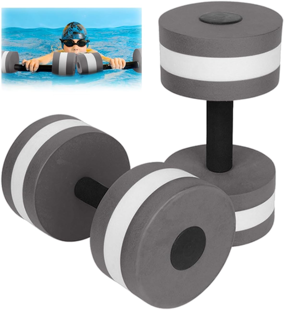 2PCS Aquatic Foam Dumbbells for Water Aerobics - Buoyant Pool Fitness Equipment, Resistance Training Tools for Swimming, Aqua Exercise & Weight Loss, Lightweight Water Weights