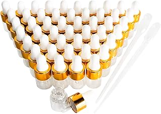 50PCS Transparent Sample Dropper Bottles, 1 ml Mini Essential Oil Dropper Bottle with 2 Plastic Droppers, Used for Travel Essential Oil, Perfume and Cosmetic Liquid
