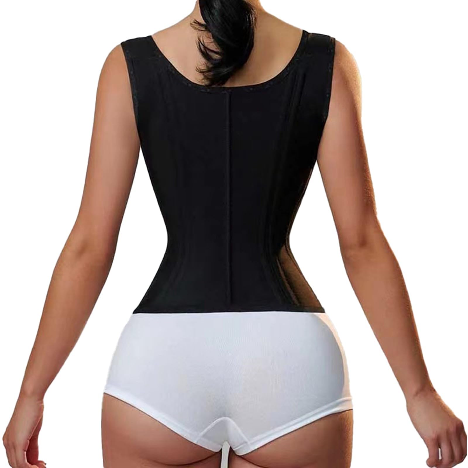 Genérico Chaleco Moldeador de látex Estilo Faja Abdominal, Prenda Exterior Retro con Cremallera y Botones.(Black,S)#1