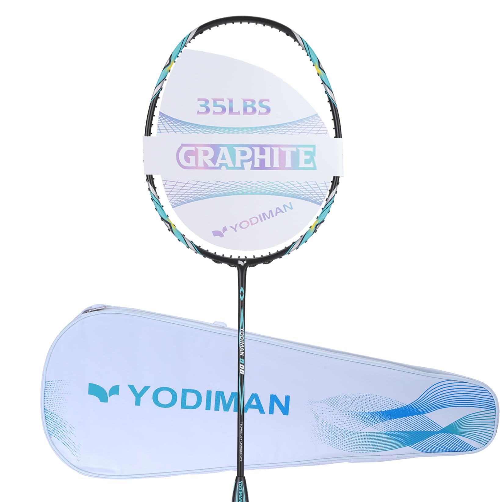 Diamqnt D08 Carbon Fiber Badminton Racket, 69g | 35LBS Tension Capacity, Nanotube Technology, Full Cover Included, Competition Grade, Lightweight Frame-image-34