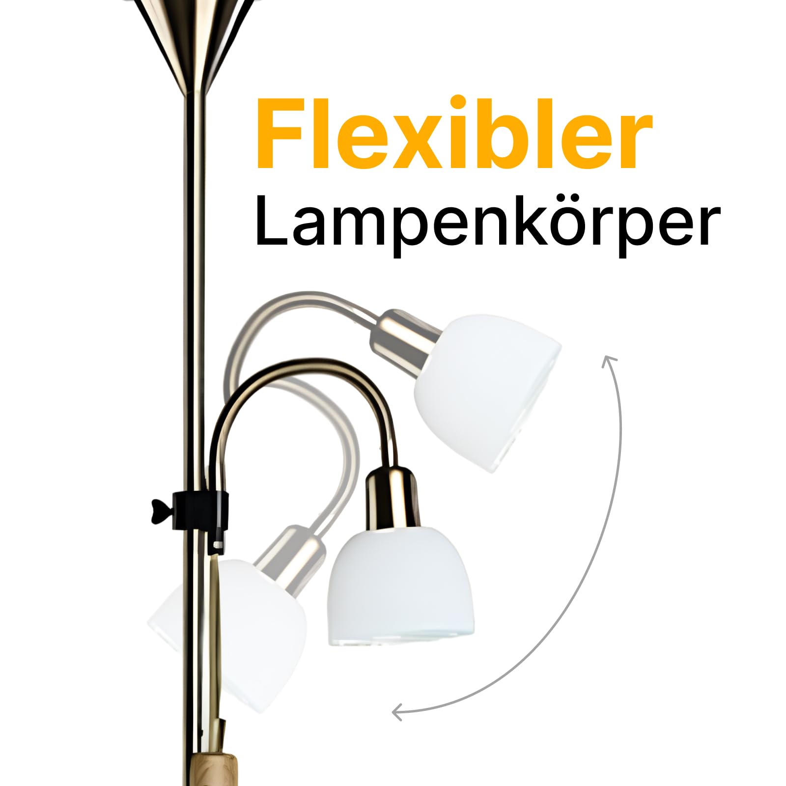 ARTE LAMP Stehlampe Moderne Deckenfluter mit Leselampe für Wohnzimmer, Silber, Weiß, E27, dimmbar, 28 x 28 x 177 cm