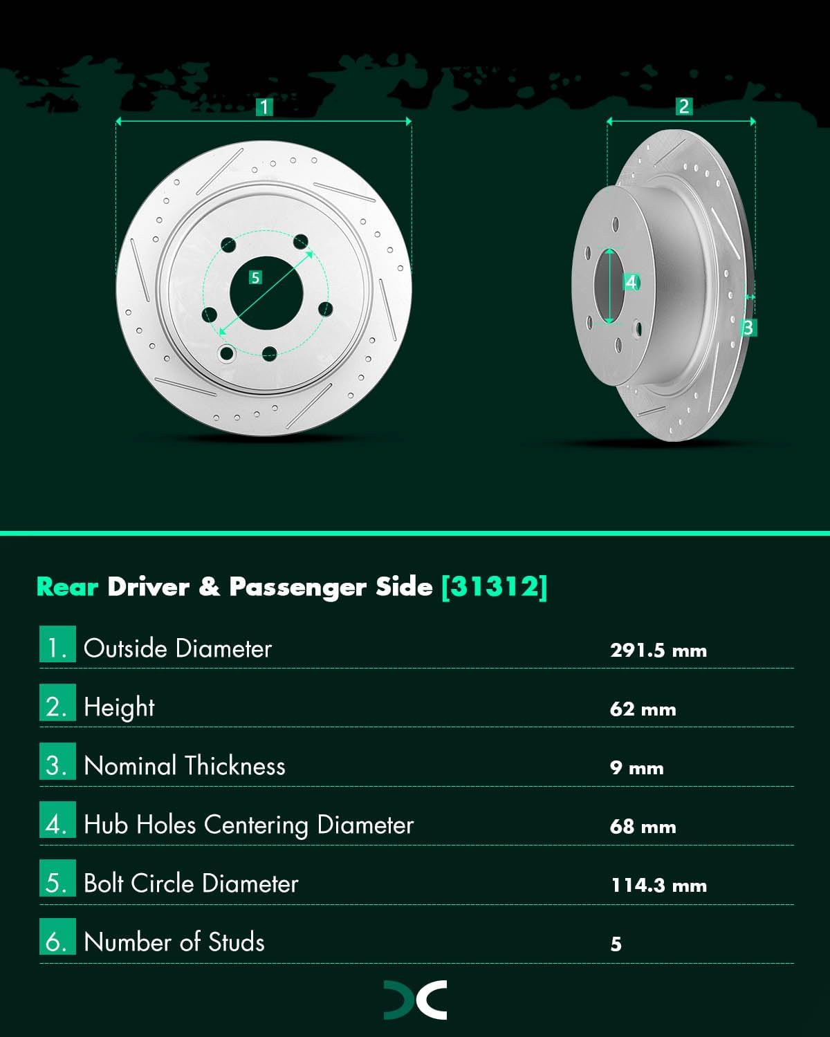 SCITOO Disc Brake Rotors Kits 31312 Rear Solid Brake Rotors Fit For Nissan For Altima 2002-2021,For Nissan For Juke 2011-2017,For Nissan For Maxima 2004-2008,For Nissan For Sentra 2007-2019