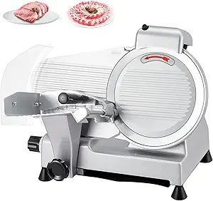 Zstar Electric Meat Slicer, 10" Non-sticky Stainless Steel Blade, Electric Frozen & Deli Meat Cheese Ham Food Slicer w/Sharpening Stone, Adjustable Slice Thickness, for Home and Commercial Use, 240W