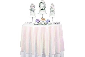 ShinyBeauty White Sequin Tablecloth - Iridescent Sparkle, Glitter Table Cloth