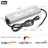 Vista 3 de LED Power Supply 150 Watts LLTOP Waterproof IP67 LED Driver 100-264V AC to 12V DC 12.5A Low Voltage Transformer Converter Ultra Slim Power Adapter