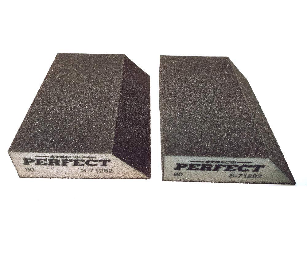 Stalco Black 2 X 80 Grit Angled Abrasive Grinding Sponge Sanding Blocks Pad Sandpaper Polishing