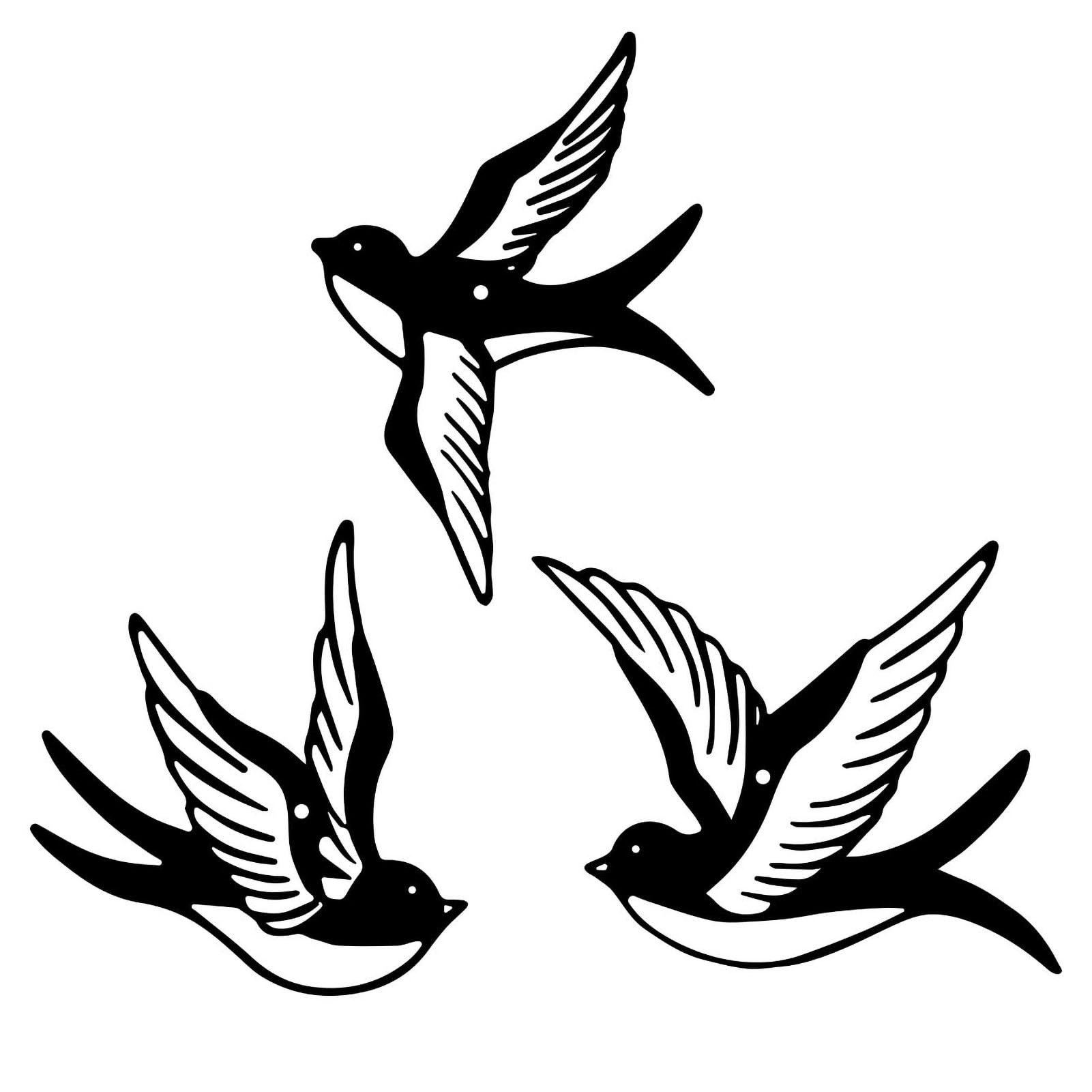 ESTART 3 Pcs Metal Birds Wall Art, Metal Vivid Birds on Branch Silhouette Wall Decor Black Leaves with Bird Outdoor Hanging Wall Sculpture for Home Balcony Garden Indoor Outdoor (3Birds) โ image 1