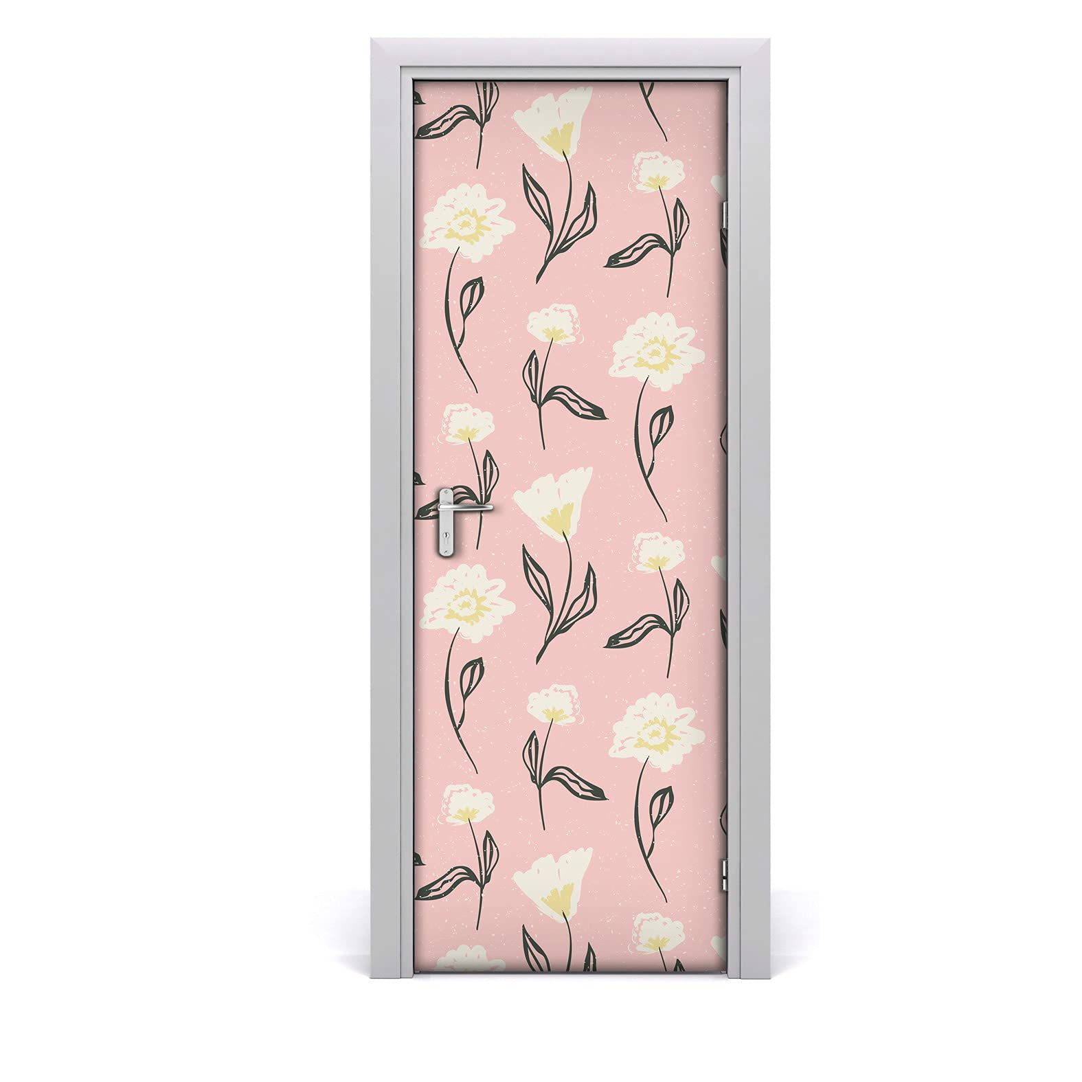 Mural de puerta para salón con diseño floral autoadhesivo 77x200