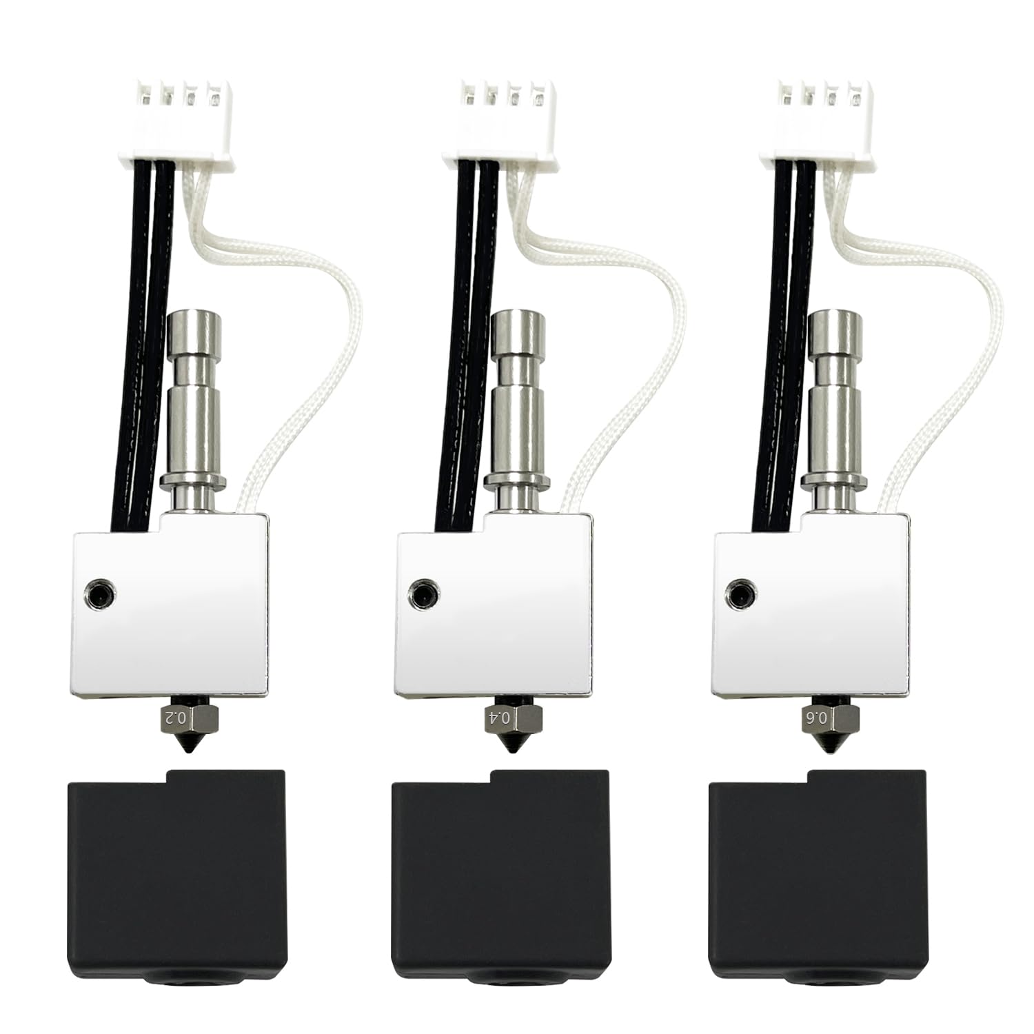 HzdaDeve 3 Pack Hardened Hotend for Kobra S1 Combo 0.2MM 0.4MM 0.6MM Stainless Steel Print Head Extruder Kit Hot End Heater Block Heating Rod 200K