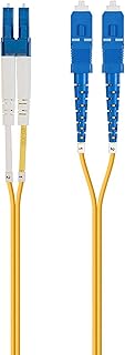 Monoprice Fiber Optic Cable - 3 Meter - Yellow | LC/UPC-SC/UPC, G657A1, Single Mode, Duplex, 2mm, PVC