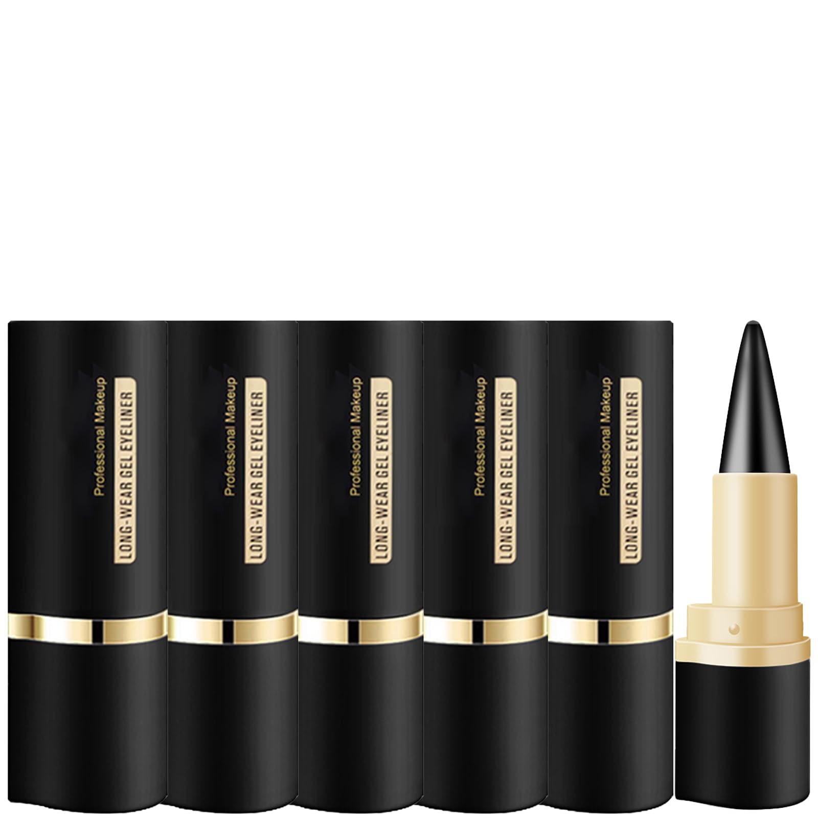 Matte Eyeliner Pencil Highly Pigmented Eyeliner Cream with Waterproof and Retractable Eye Liner Pencils for Intense or Simple Eye Makeup (5 Pcs Black)