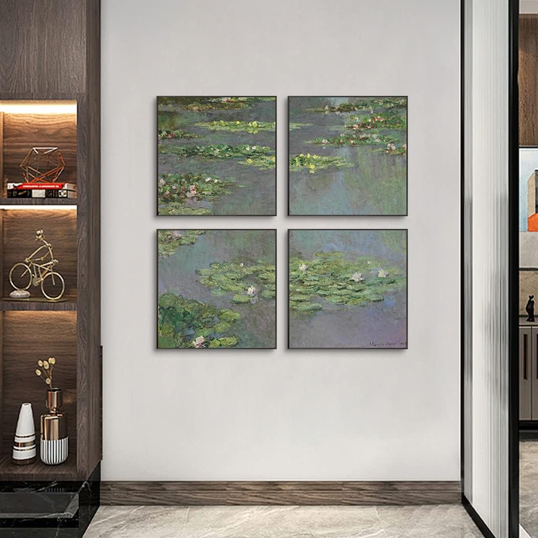 【ムンナ】モダンアート壁掛け 絵画 モダン アート 壁掛け 横長 青 2枚組 : 壁面装飾 内装用壁