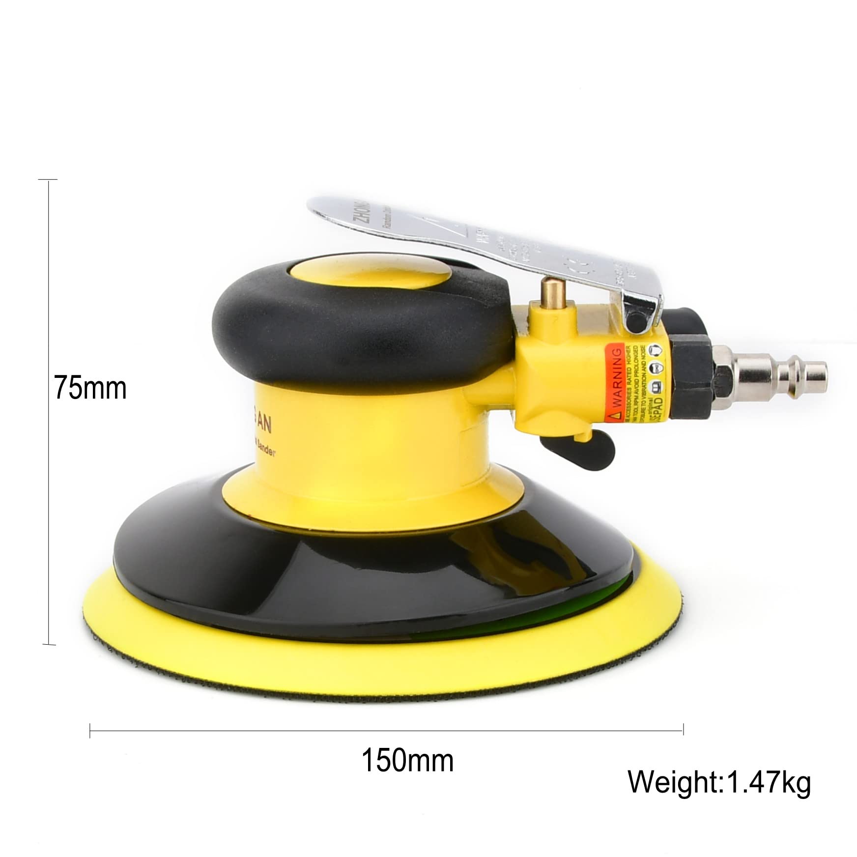Exzenterschleifer Polierer Druckluft 150mm, Leerlaufdrehzahl:12000 RPM, Kleiner und leistungsfähiger Multifunktional Schleifer