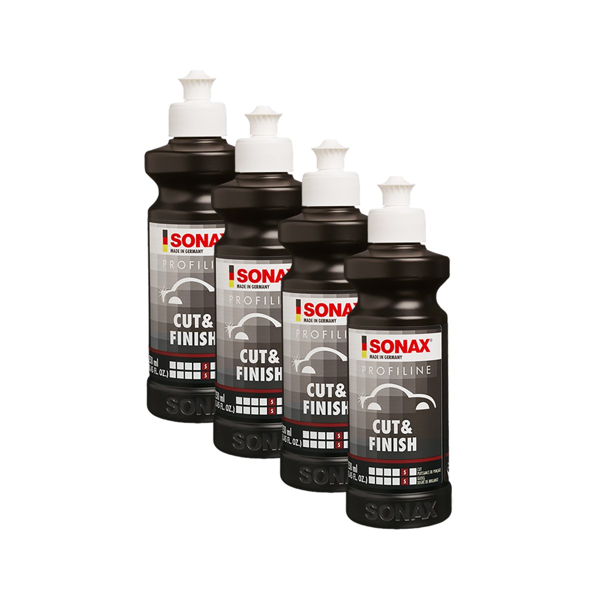SONAX 4 x 02251410 ProfiLine Cut & Acabado silikonfrei Lija abrillantador Tube 250 ML