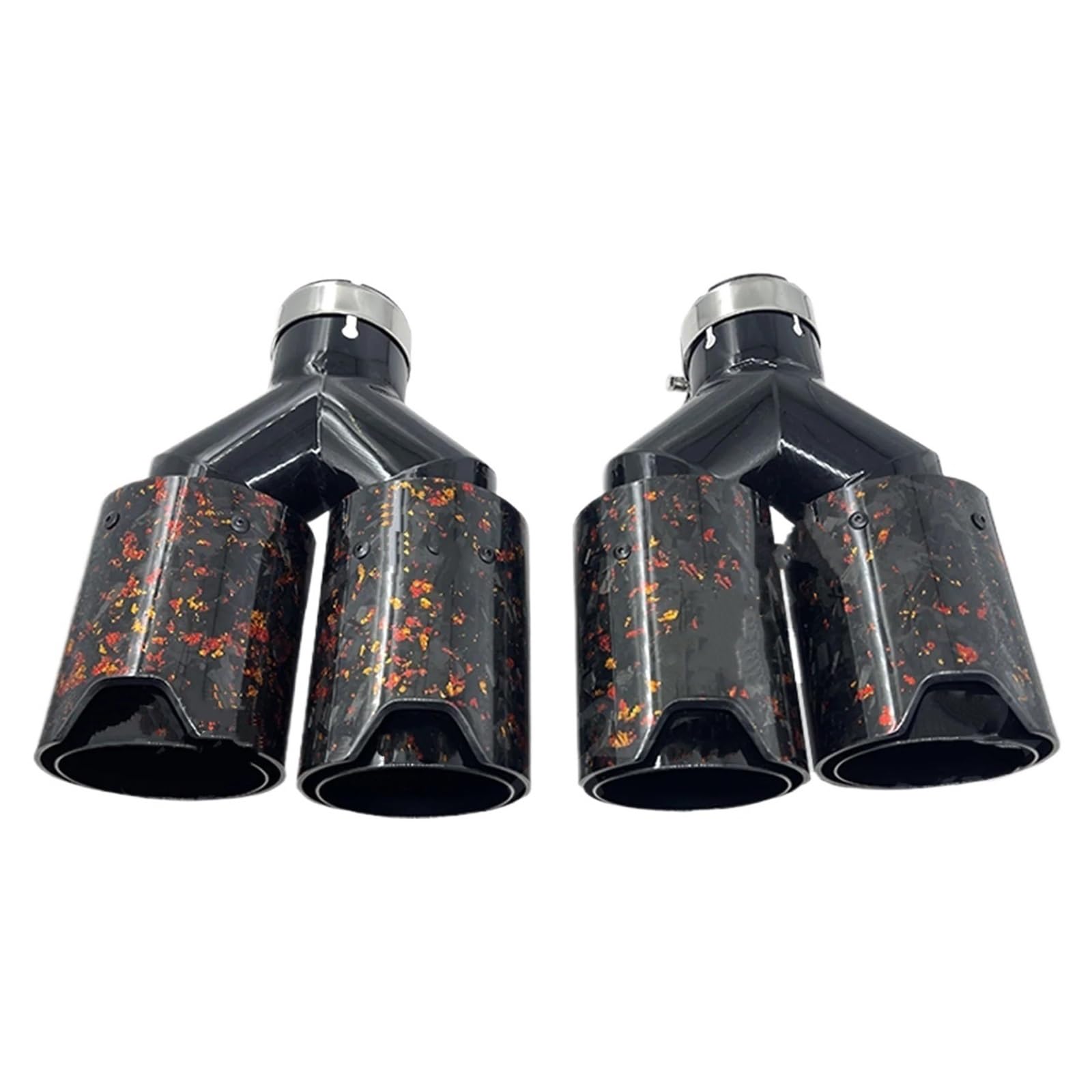 Końcówek Wydechu Dla BMW Foil Gold Carbon Fiber Podwójna Końcówka Typu Y Modyfikacja Tłumika Samochodowego Rury Wydechowe Ze Stali Nierdzewnej Stylizacja(ER Left inlet-60mm)