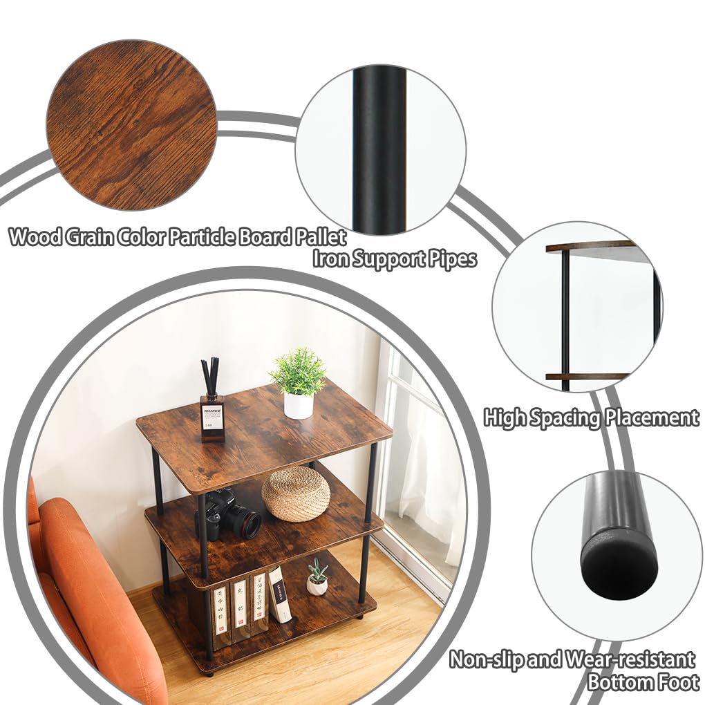 nding Boohelf - Scaffale aperto in metallo, 3 ripiani, marrone e nero, per casa, ufficio, soggiorno, camera da letto, cucina, design modulare