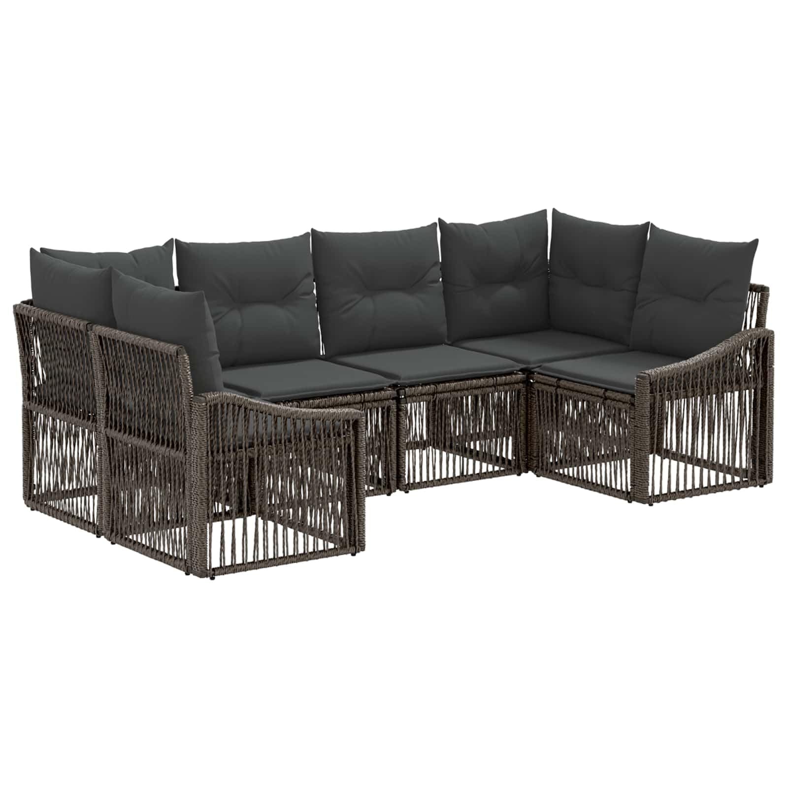 Generisch Gartensofa-Set 6 STK. 6-Sitzanzahl Grau Poly-Rattan,Gartensofas,50.2 kg-3436103