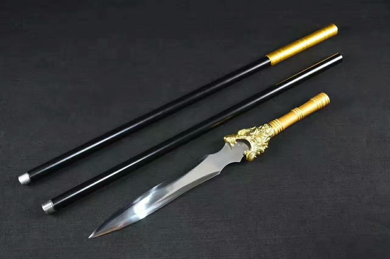 Dragon Spear/China Lance/High Manganese Steel Spearhead,Stainless Steel Rod,Length 82 inch