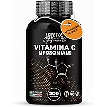 Vitamina c liposomiale 1000mg per dose 200cps 2 al giorno, Vitamine c ad alta biodisponibilità e lento rilascio, supporta la normale funzione del sistema immunitario, Acido ascorbico Made in italy