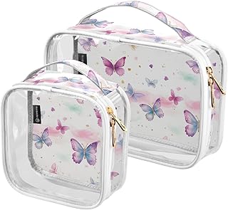 2Pcs Butterfly Cosmetic Bags,Clear Makeup Bag...