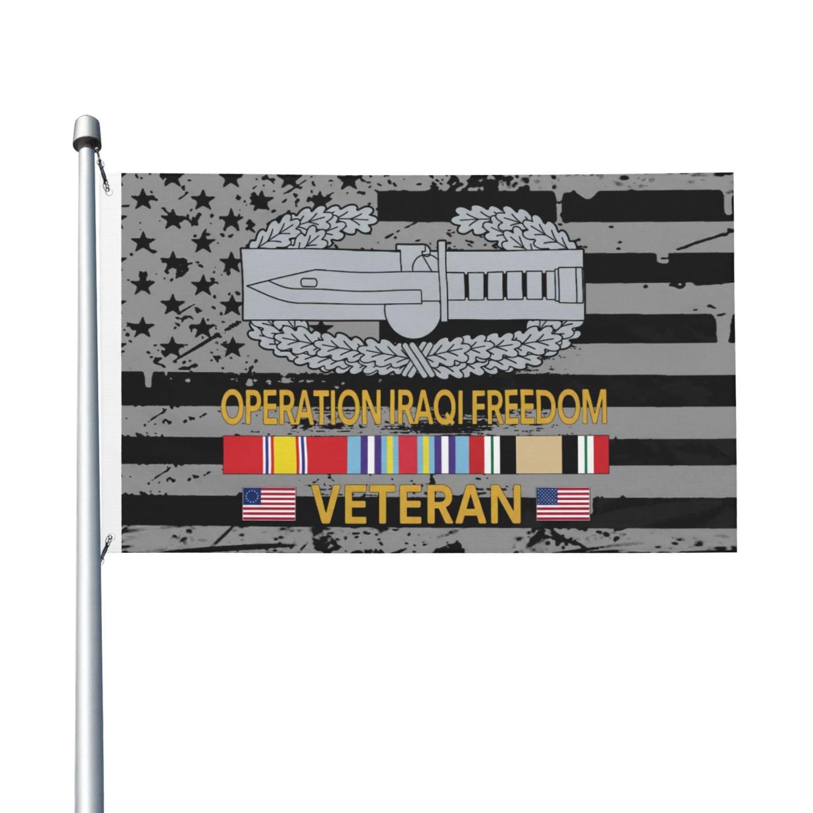 Bandera de Veteranos del Ejército EE. UU. 90x150cm para Balcón Exterior