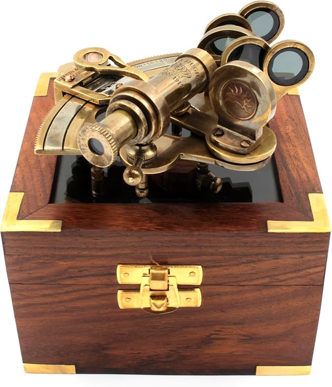Nautical Bronze Sextant – Solid Brass Maritime Astrolabe | Vintage Ship Navigation Instrument for Nautical Decor, Collectibles, Maritime Gifts, and Navigational Tools