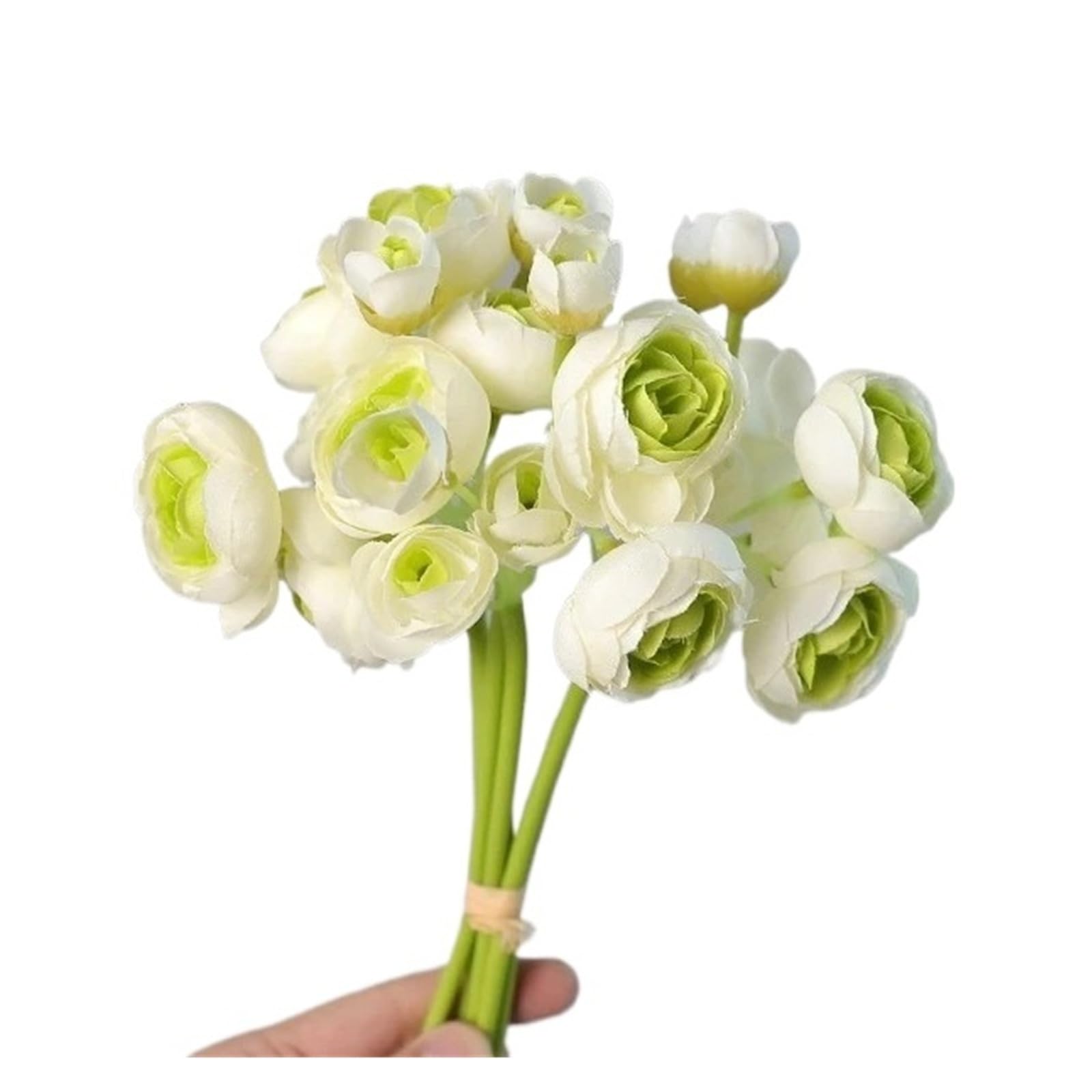 HamPaesk 2/5PCS Simulation Bouquet Silk Fake Flowers Balcony Decor Artificial Flower Decoration(White green,5pcs)