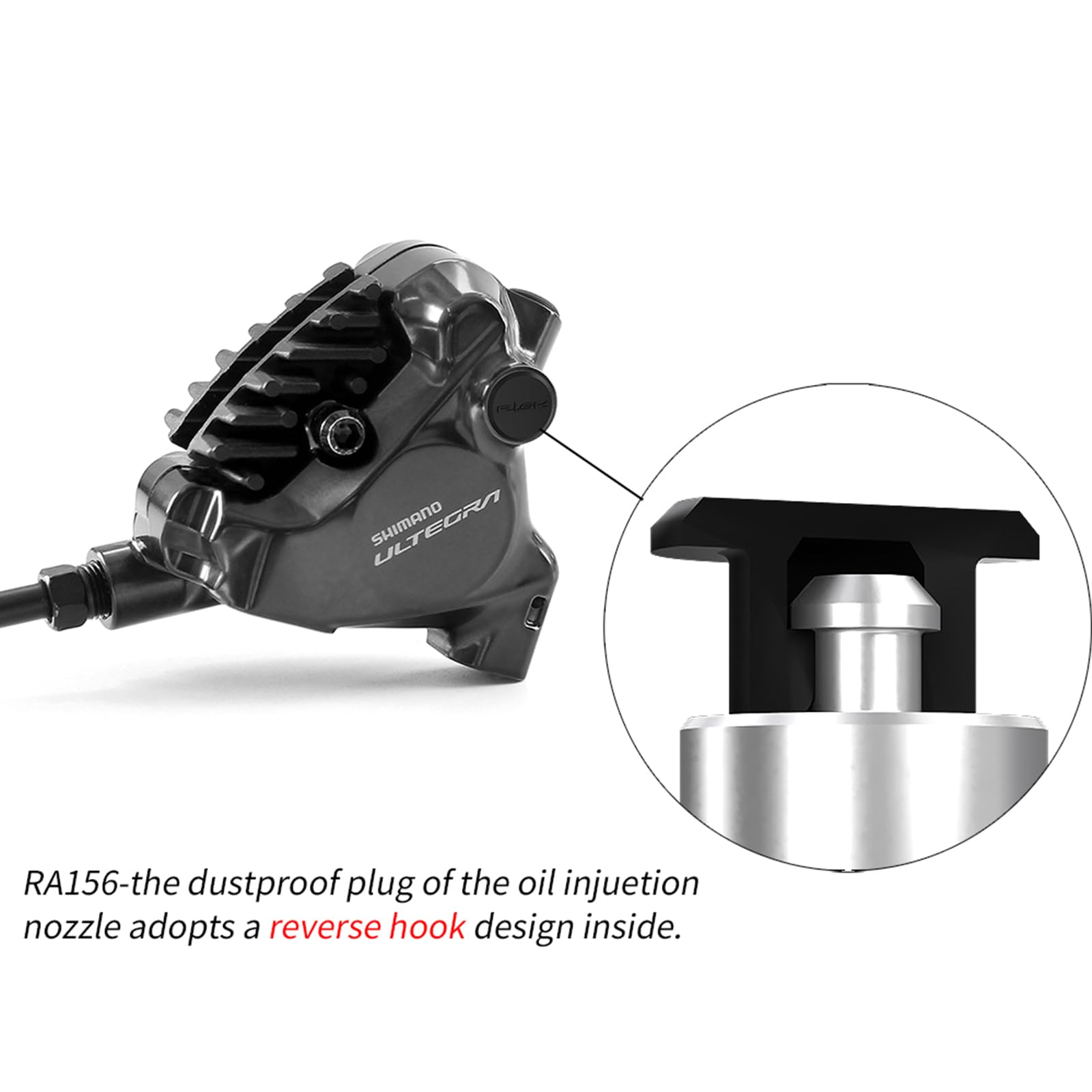 Bleed Oil Port Dust Plugs + Bleed Screw Rubber Caps for Shimano 105 Ultegra Dura-Ace Hydraulic Disc Brake Calipers, Silicone Dust & Water Protection Caps for Brake Bleed Ports and Nipples — view 3
