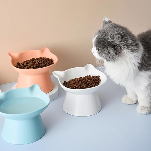 Miniatura 6 de Cuencos elevados de cerámica para gatos, platos de agua elevados para gatos de interior, perros pequeños, cuencos de cerámica de 12 onzas, poco