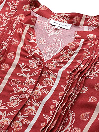 Image of One femme Women's Pleated Printed Tunic Shirt