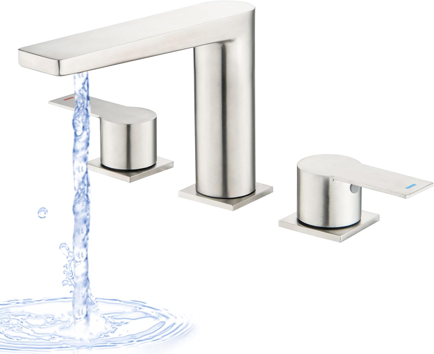 2 Handle Deck Mount Tub Faucet, Roman Bathtub Faucet Set, 3 Hole Widespread Bathtub Faucet High Flow, Brushed Nickel