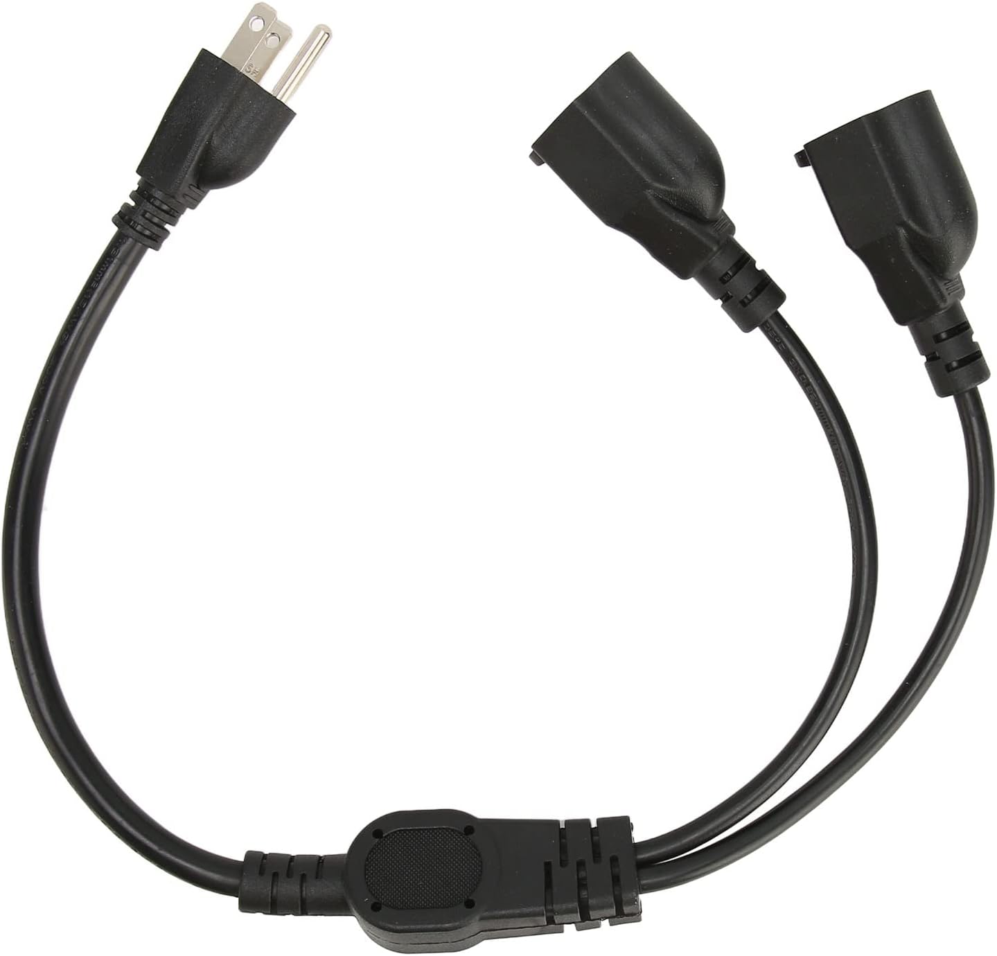 2 Outlet Power Splitter Cord, 3 Pin 1 to 2 Male to Female Power Extension Cable, Power Cord