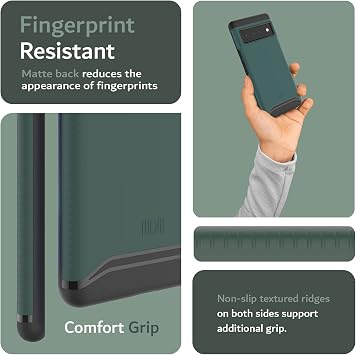 TUDIA DualShield Merge Phone Case for Google Pixel 6 Pro 2021 - Shockproof, Military Grade, Non-Slip, Slim Design Dual Layer, Heavy Duty & Tough Protector Cover Protective Phone Case - Hunter Green