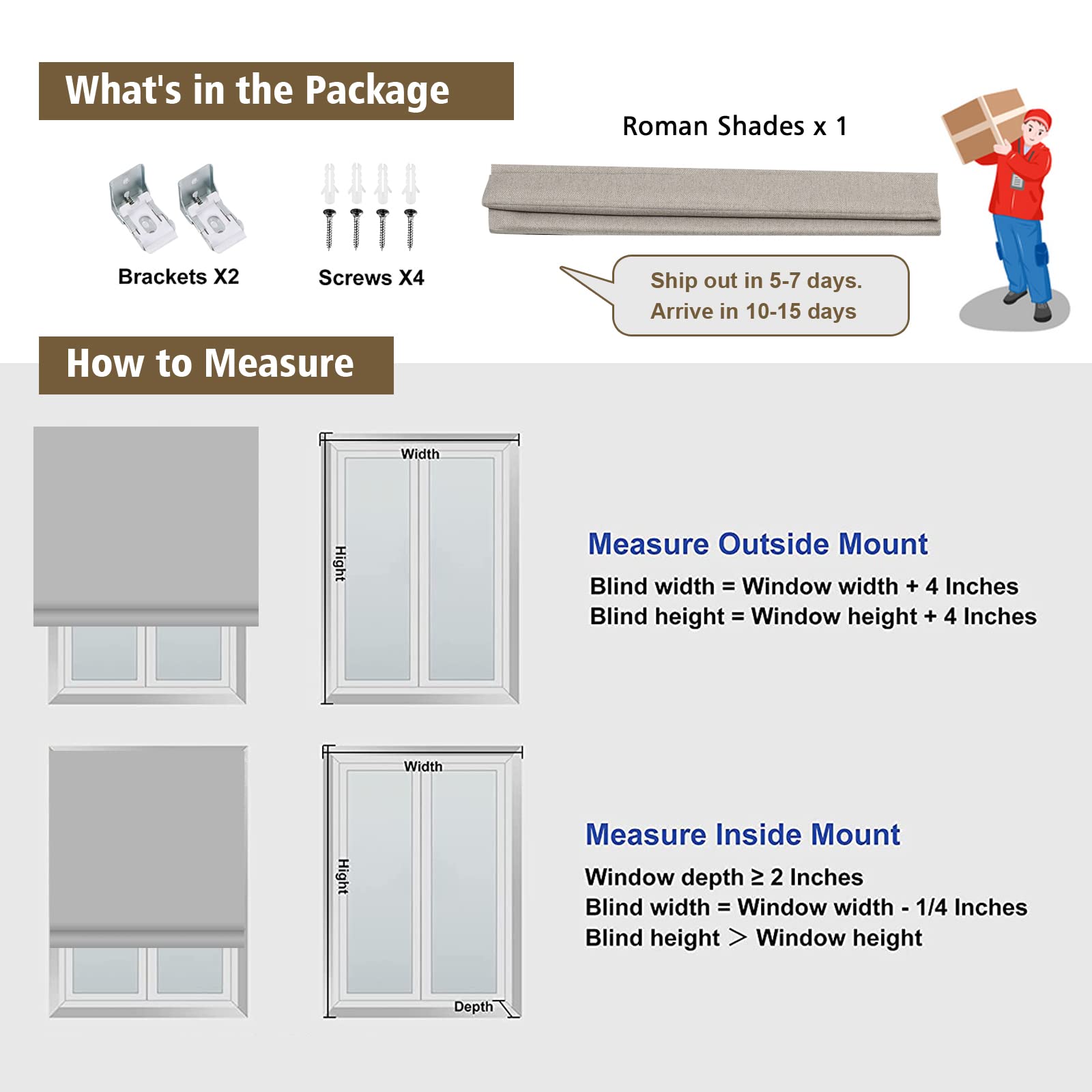 Comodex Custom Order Roman Shades Curtains Gap Balance for Size, Fabric Samples, Shipping