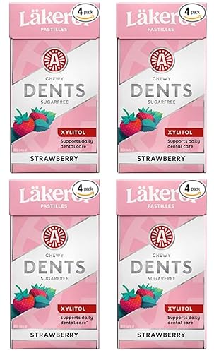 Cloetta Lakerol Dents Pastillas de Fresa 4 Cajas de 1.27 oz