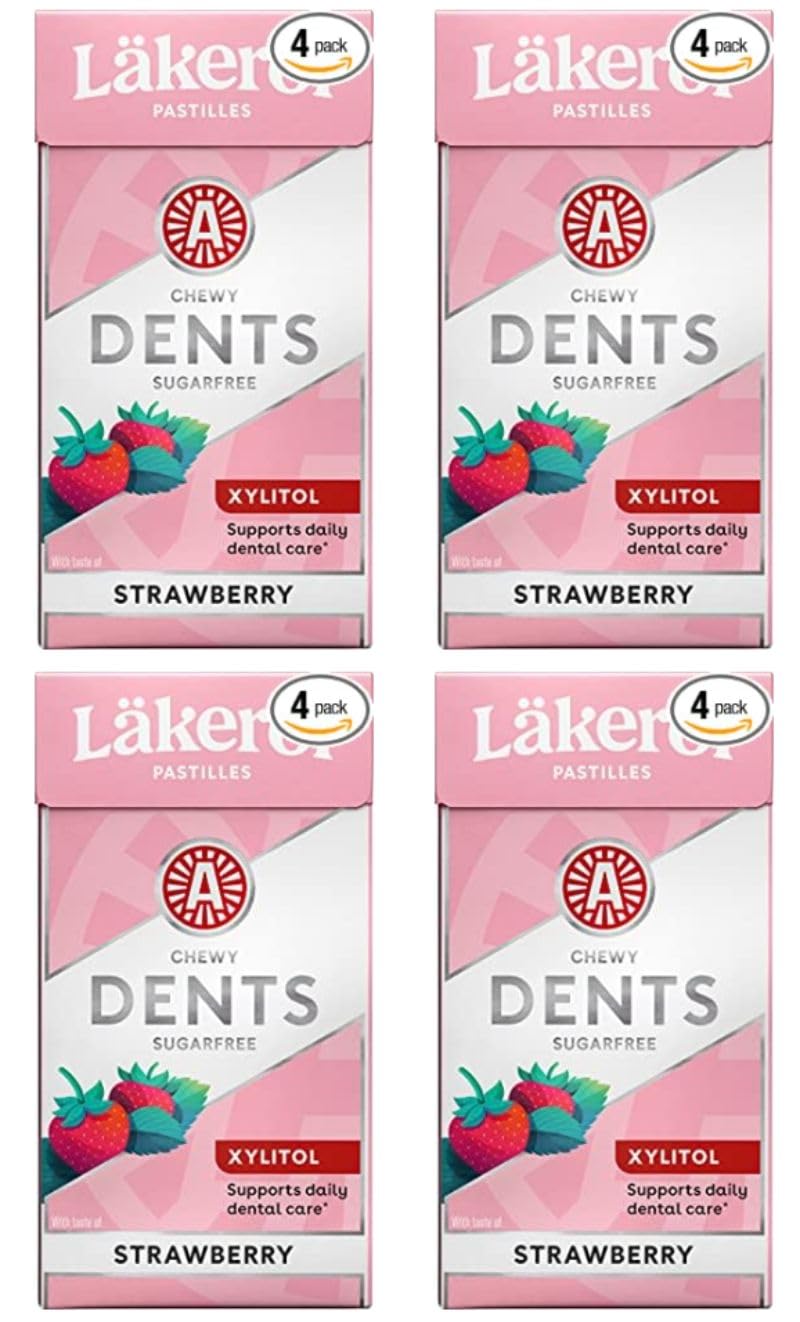 Cloetta Lakerol Dents Strawberry Pastilles 4 Boxes of 36g